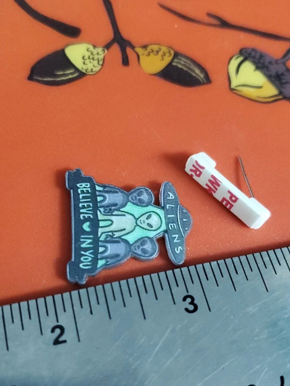 Aliens 'Believe in You' Acrylic Pin - Green + Black